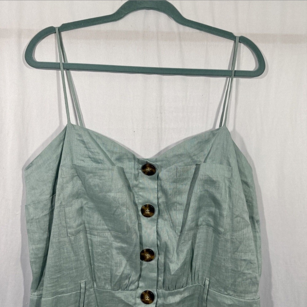 NWD $320 Reiss [ 14 US ] Catalina Linen Button Front Midi Dress in Sage‎ - Picture 9 of 16